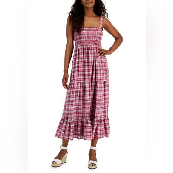 Tommy Hilfiger Dresses & Skirts - Tommy Hilfiger red plaid tiered sleeveless dress L